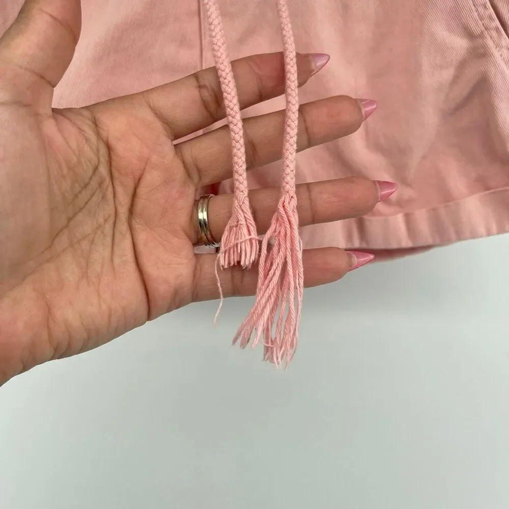 Justice Girls Pink Paperbag Waist Drawstring Cotton Shorts Size 6 Casual Summer